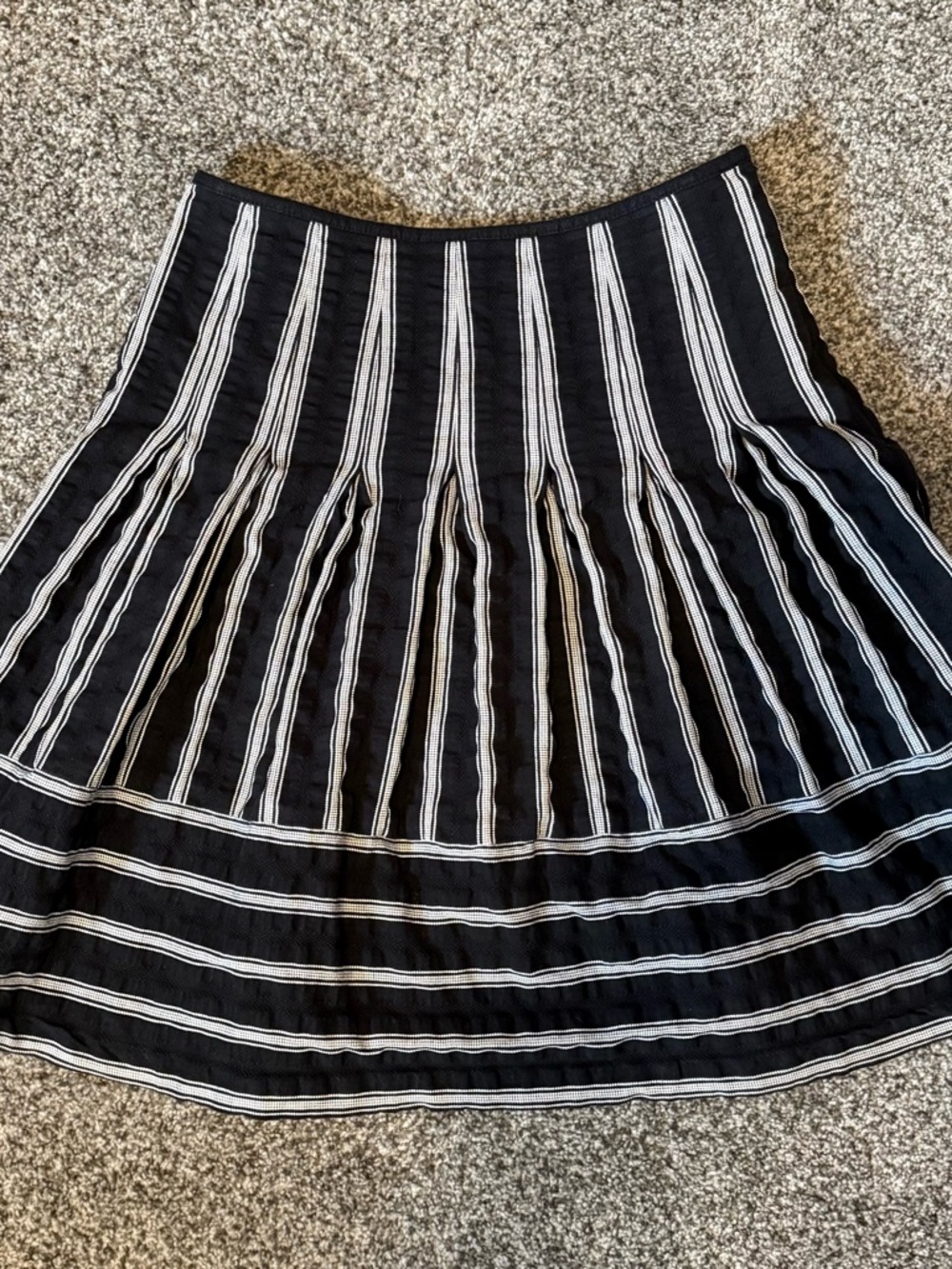 Talbots Black and White Stripe A-Line Skirt